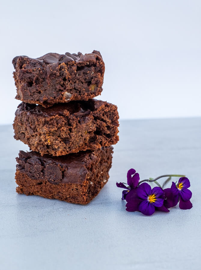A pile of chocolate Butternut Squash Brownies