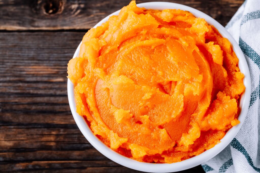 Butternut squash puree in a bowl